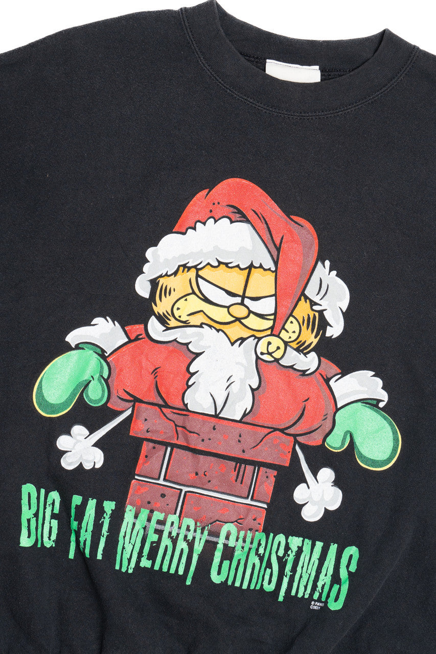 Vintage Garfield "Big Fat Merry Christmas" Ugly Christmas Sweatshirt