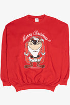 Vintage "Merry Christmas" Taz Looney Tunes Ugly Christmas Sweatshirt (1990s)