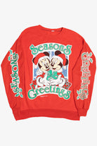 Vintage "Seasons Greetings" Mickey & Minnie Mouse Ugly Christmas Sweatshirt (1990s)