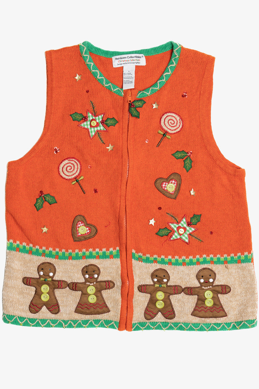 Vintage Orange Gingerbread Ugly Christmas Vest 63799
