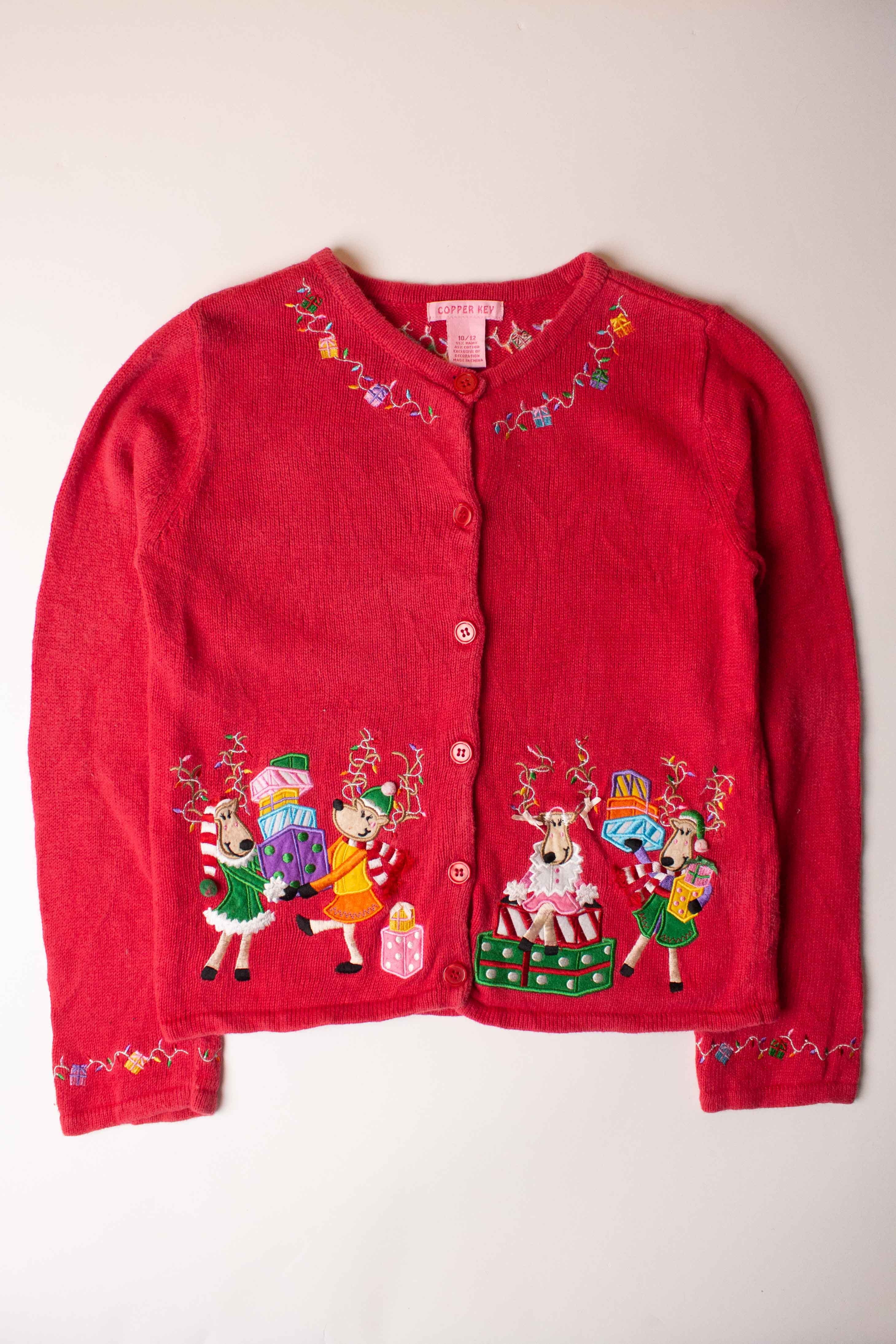Kids Red Ugly Christmas Cardigan 63875