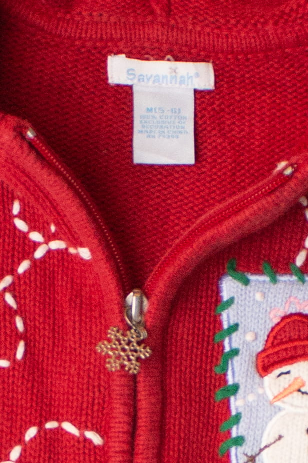 Kids Red Hooded Christmas Cardigan 63930