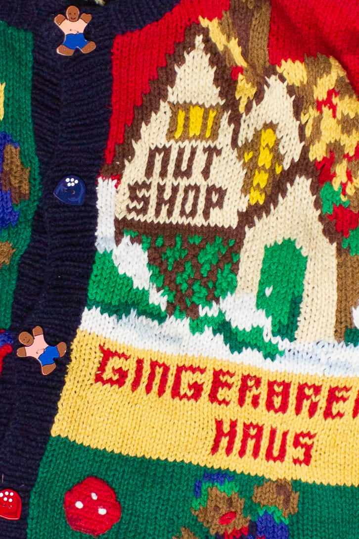 Vintage Hand Knit Alexandra Bartlett Gingerbread Haus Ugly Christmas Sweater