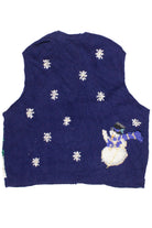 Vintage Hand Knit Snowman Forest Ugly Christmas Sweater Vest (1995)
