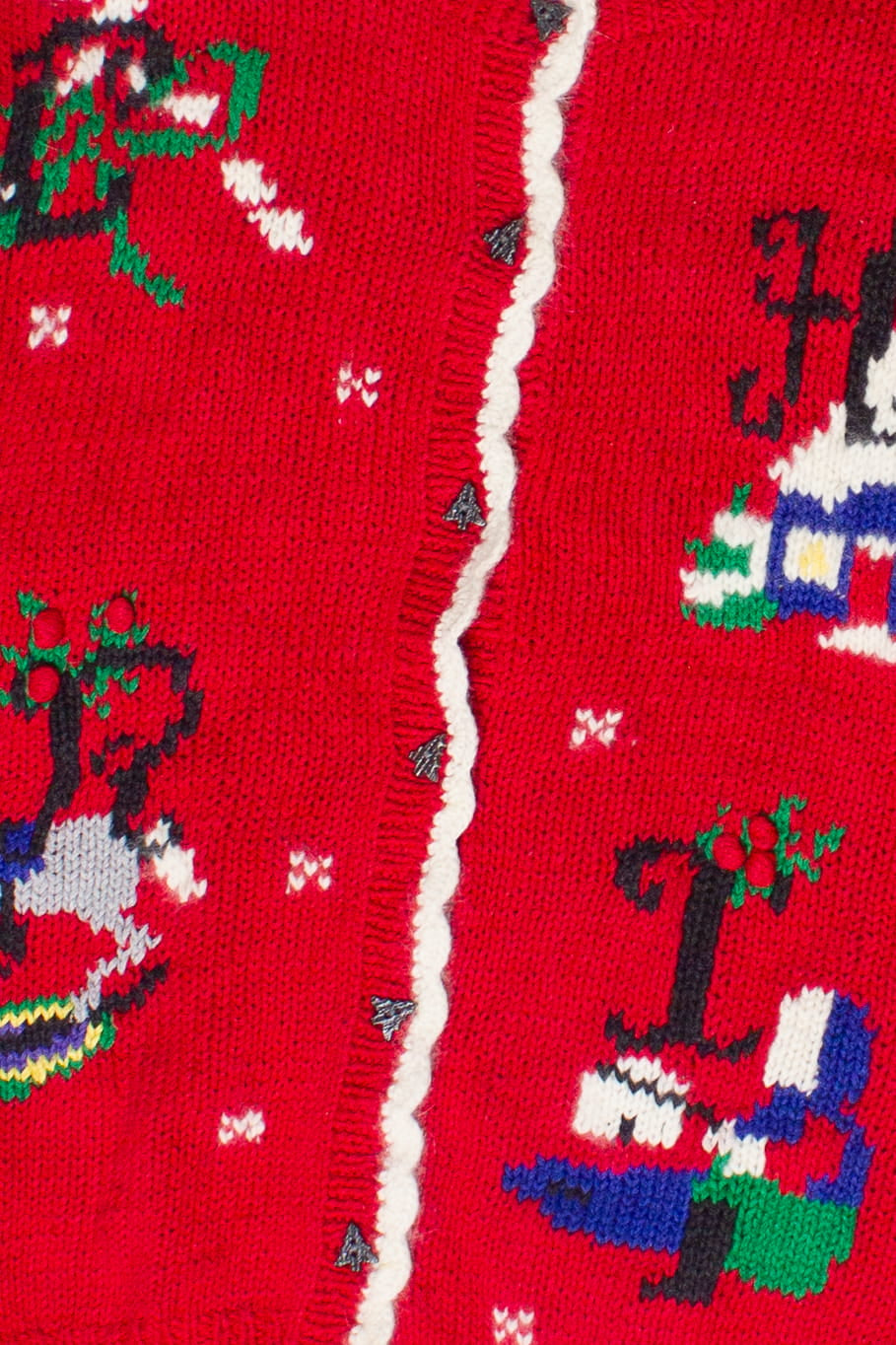 Vintage Merry Christmas Spell Out Belle Pointe Ugly Christmas Cardigan