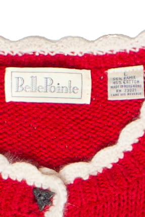 Vintage Merry Christmas Spell Out Belle Pointe Ugly Christmas Cardigan