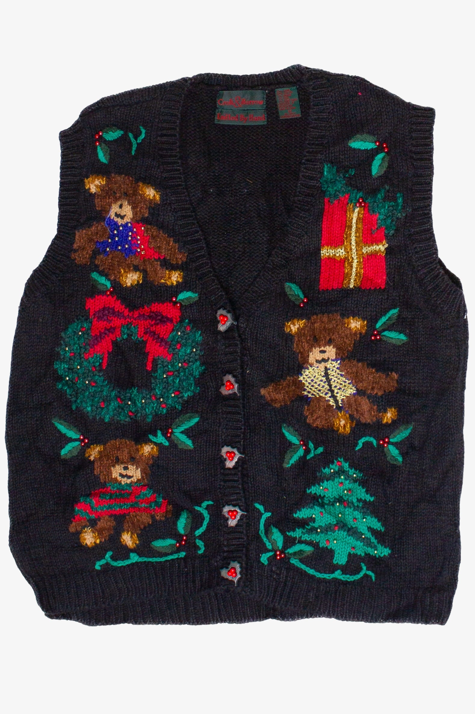 Vintage Holiday Bears Croft & Barrow Ugly Christmas Sweater Vest