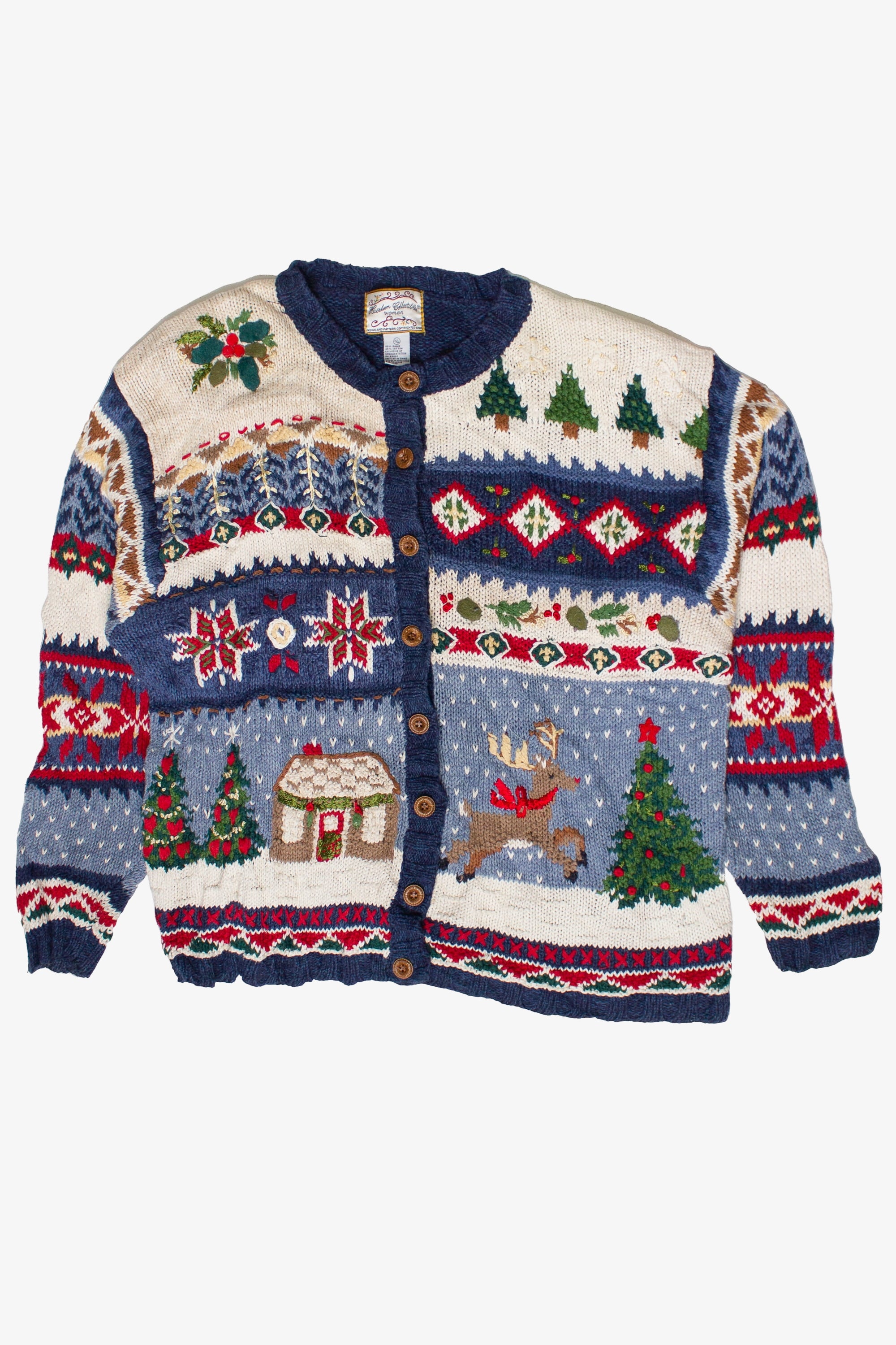 Vintage Christmas House Scene Ugly Christmas Sweater
