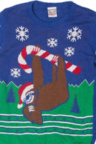 Sloth On Candy Cane Ugly Christmas Pullover