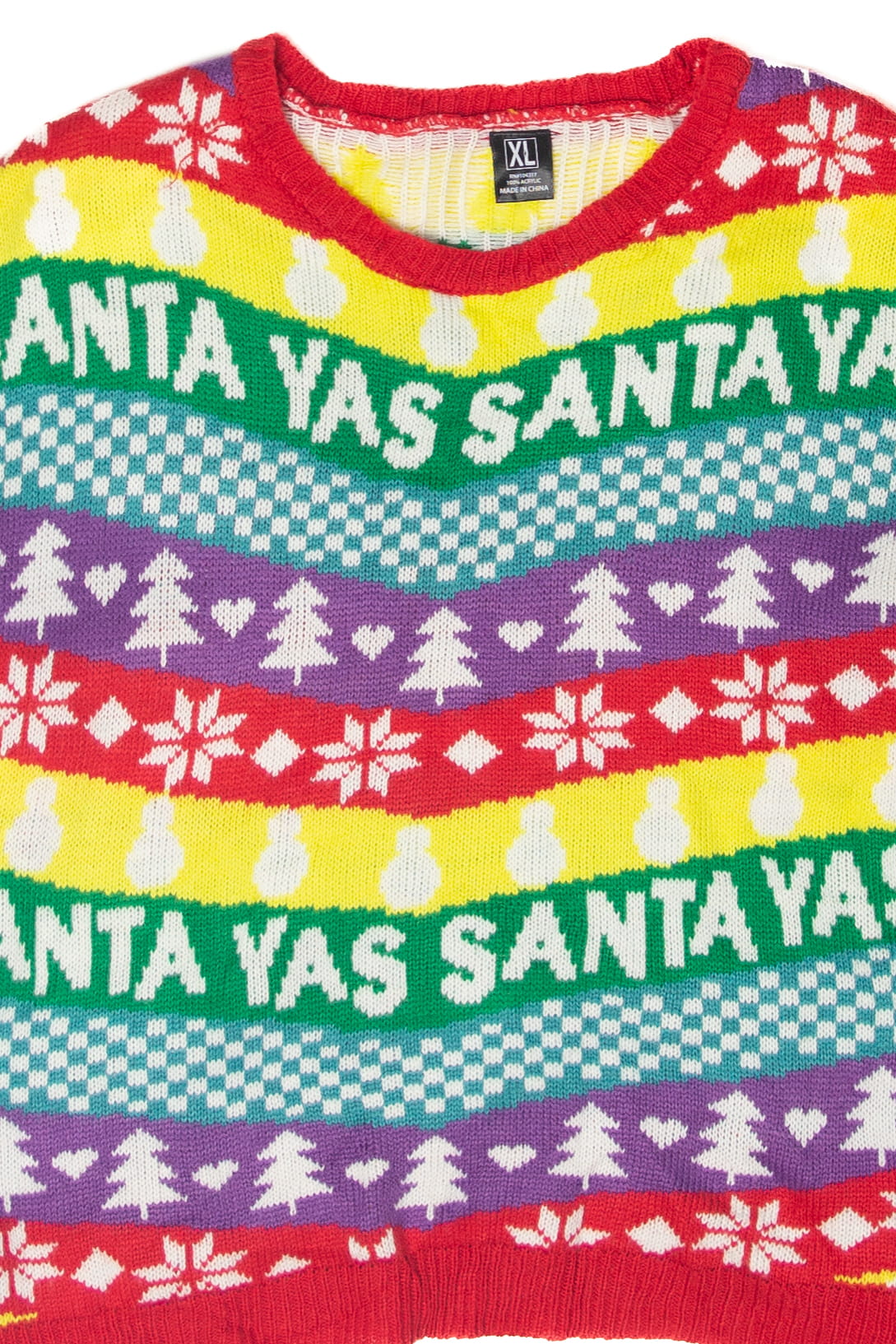 Rainbow "Yas Santa" Ugly Christmas Sweater