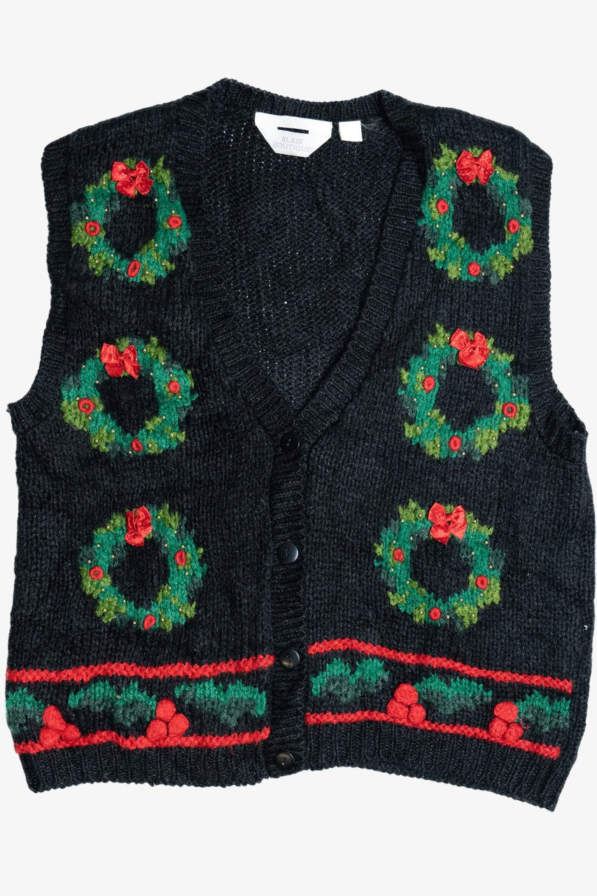 Hand Knit Wreaths Ugly Christmas Vest 64043