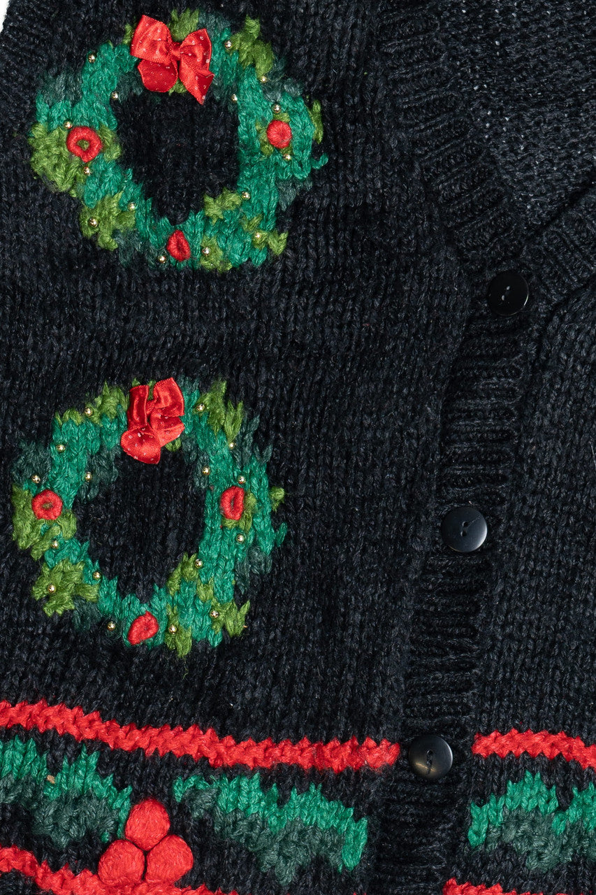 Hand Knit Wreaths Ugly Christmas Vest 64043