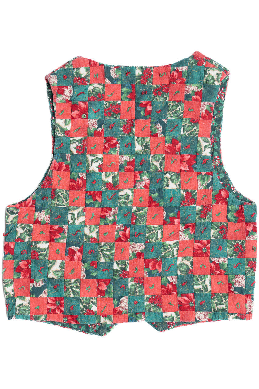 Vintage Handmade Quilted Double-Sided Ugly Christmas Vest 64046