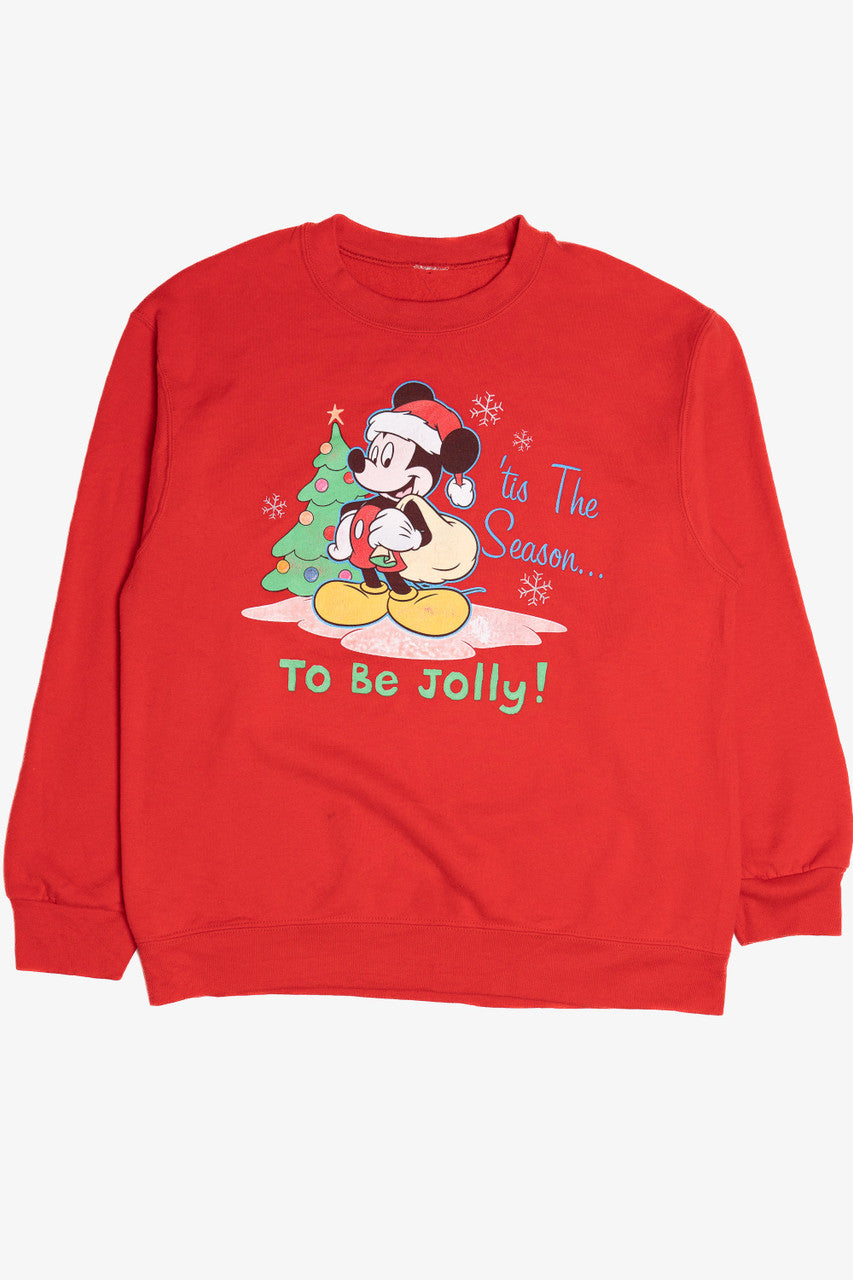 Vintage Mickey Mouse "Tis The Season To Be Jolly"  Ugly Christmas Sweatshirt 64075