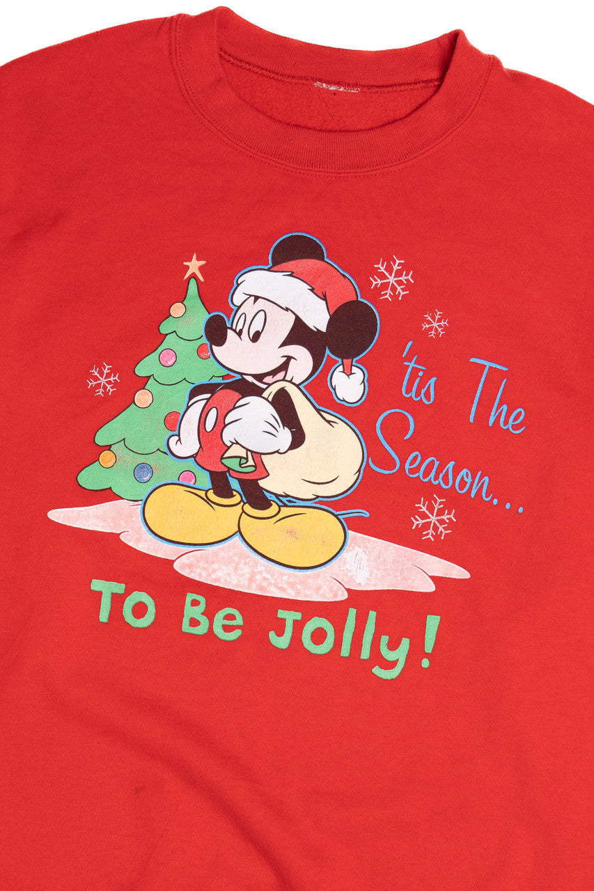 Vintage Mickey Mouse "Tis The Season To Be Jolly"  Ugly Christmas Sweatshirt 64075