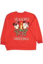Vintage Mickey & Minnie Mouse "Season's Greetings" Front/Back Print Ugly Christmas Sweatshirt