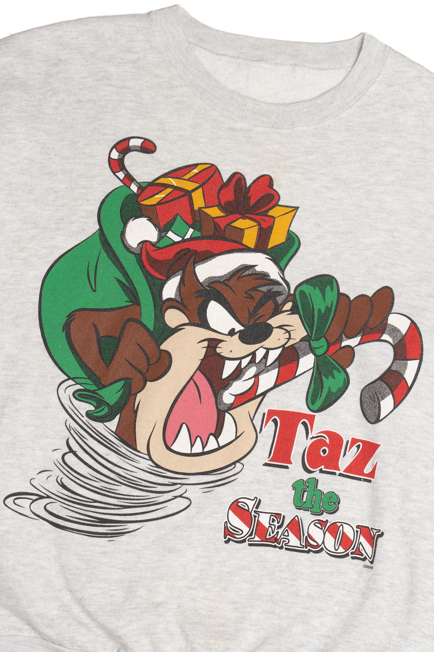Vintage "Taz The Season" Looney Tunes Ugly Christmas Sweatshirt