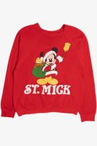 Vintage "St. Mick" Mickey Mouse Ugly Christmas Sweatshirt