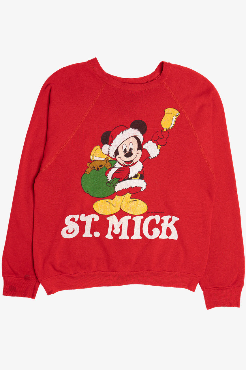 Vintage "St. Mick" Mickey Mouse Ugly Christmas Sweatshirt