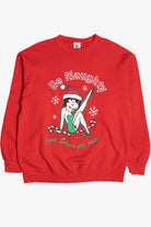 Vintage Betty Boop "Be Naughty Save Santa The Trip!" Ugly Christmas Sweatshirt