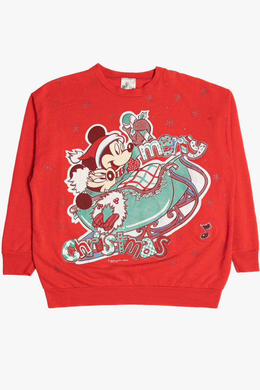 Vintage Mickey & Minnie Mouse "Merry Christmas" Ugly Christmas Sweatshirt 64084