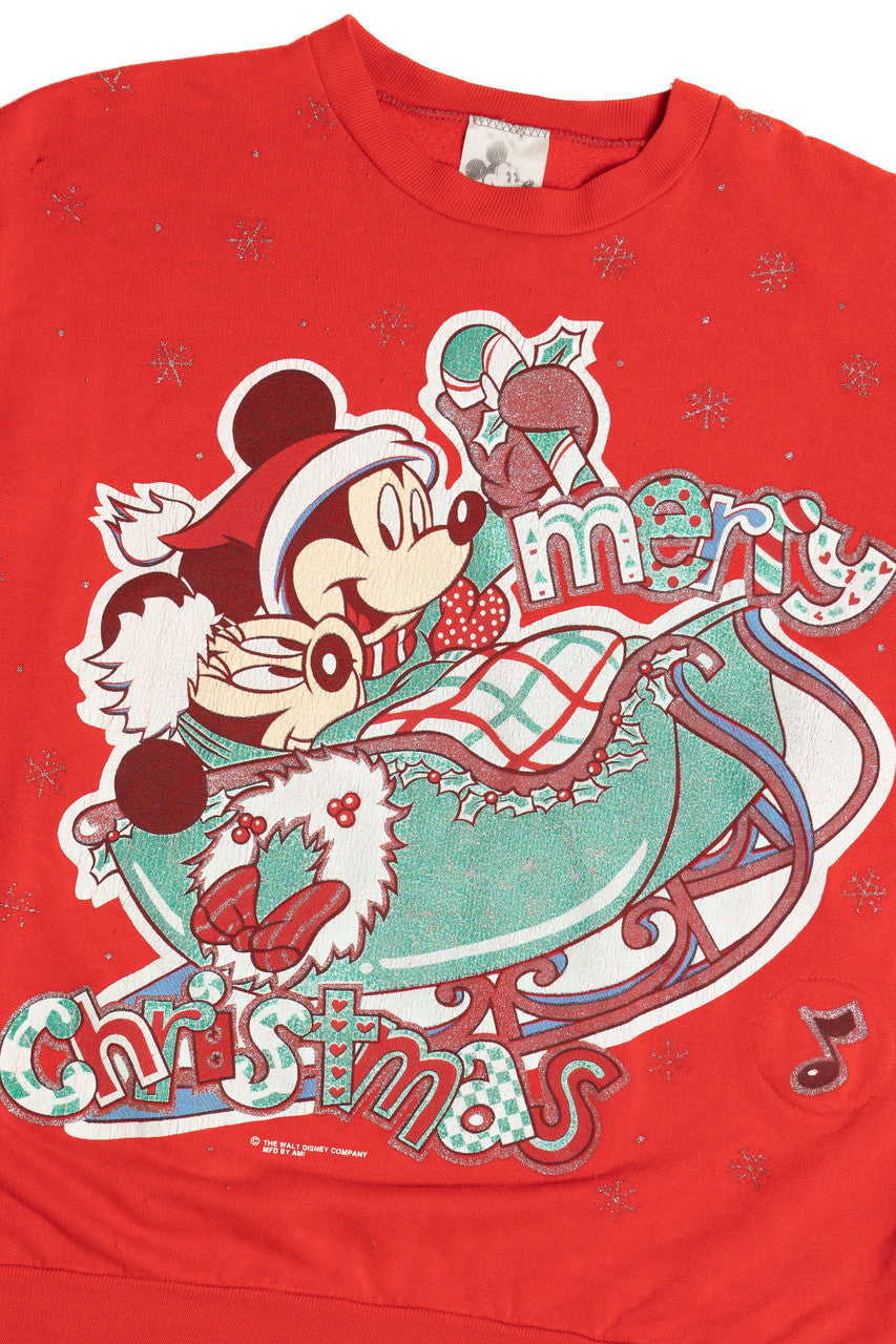 Vintage Mickey & Minnie Mouse "Merry Christmas" Ugly Christmas Sweatshirt 64084