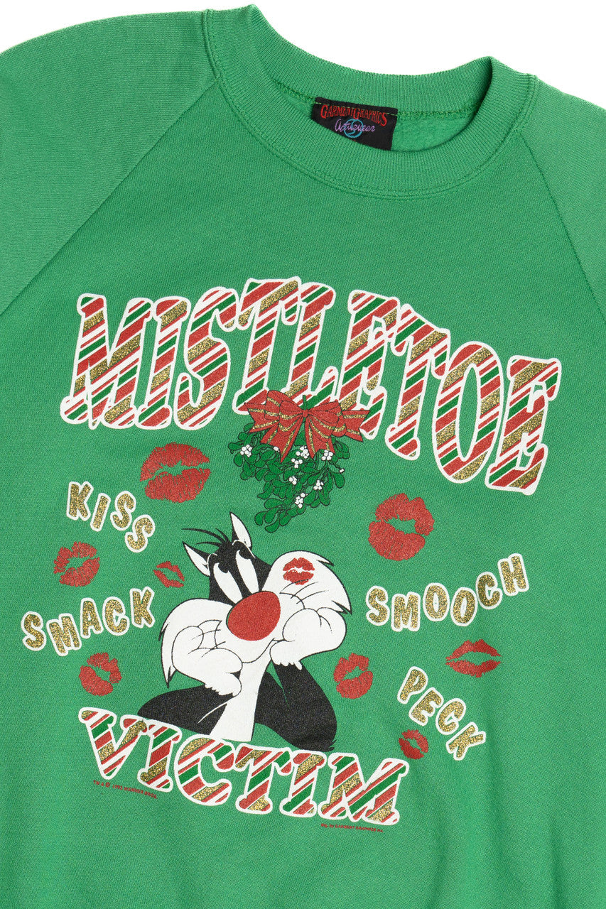 Vintage "Mistletoe Victim" Looney Tunes Sylvester Ugly Christmas Sweatshirt