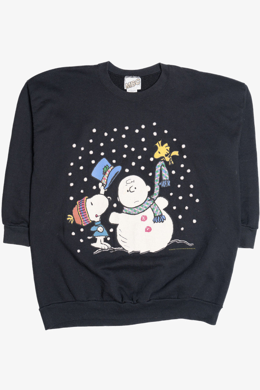 Vintage Snoopy & Charlie Brown Snowman Ugly Christmas Sweatshirt