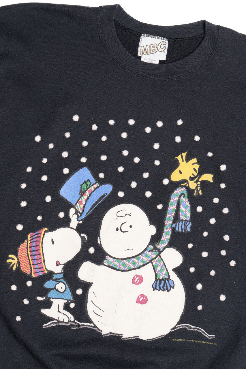 Vintage Snoopy & Charlie Brown Snowman Ugly Christmas Sweatshirt