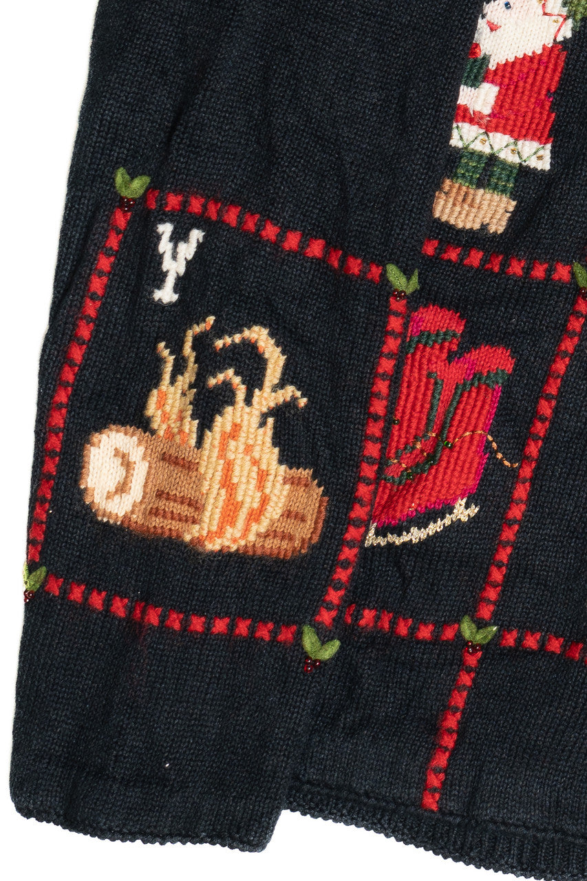 Vintage Christmas Alphabet Ugly Christmas Cardigan Sweater 64093