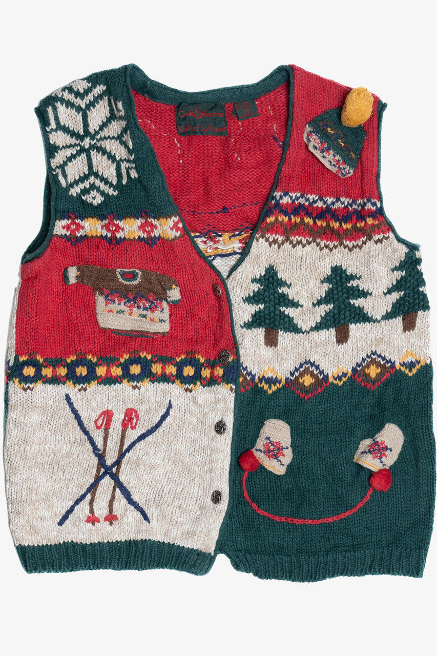 Hand Knit Detailed Ugly Christmas Sweater Vest 64094