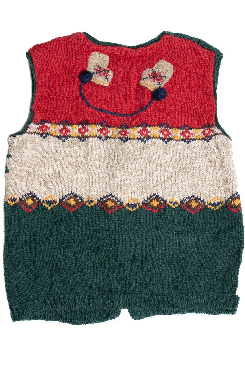 Hand Knit Detailed Ugly Christmas Sweater Vest 64094