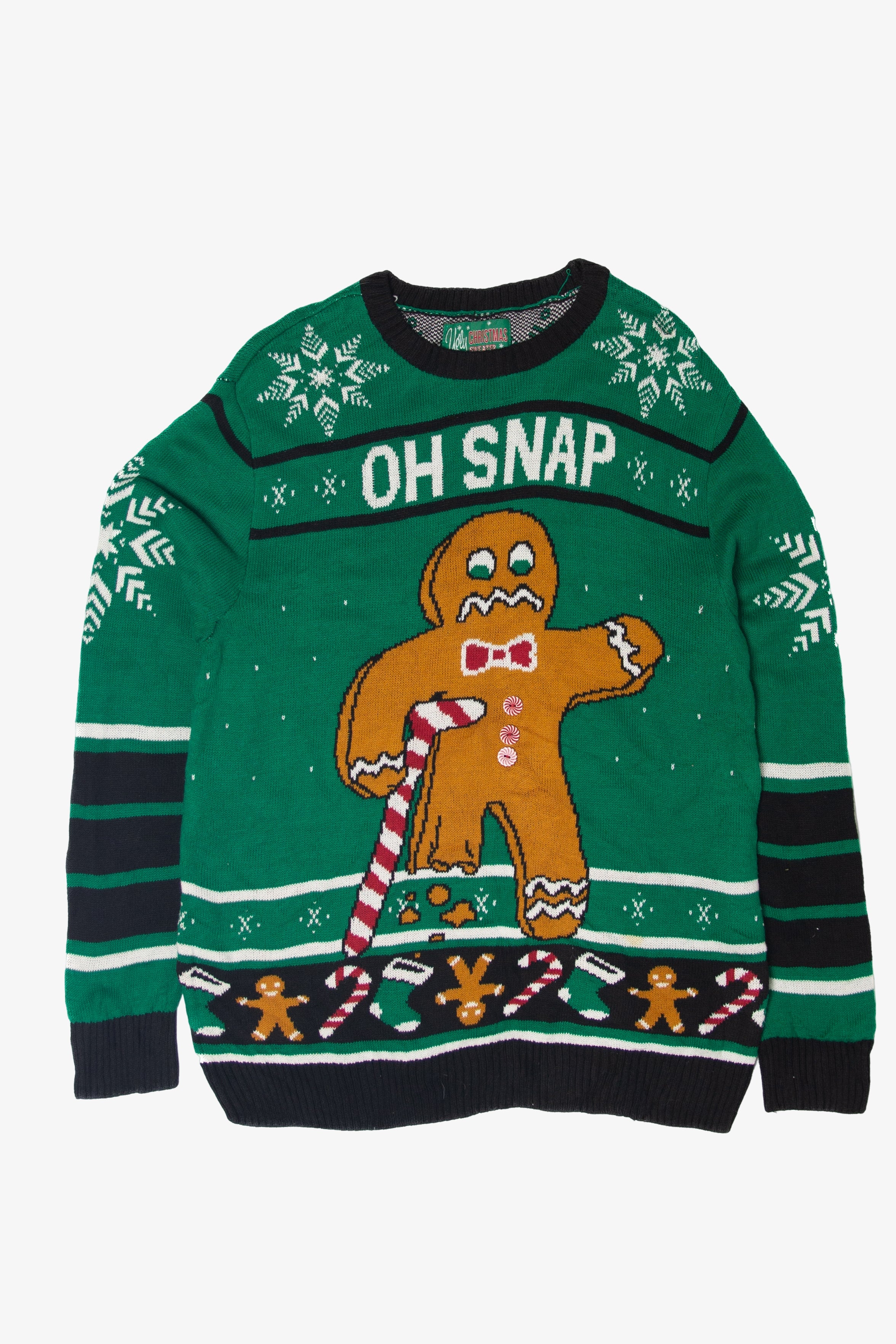 Gingerbread Man "Oh Snap" Ugly Christmas Sweater 