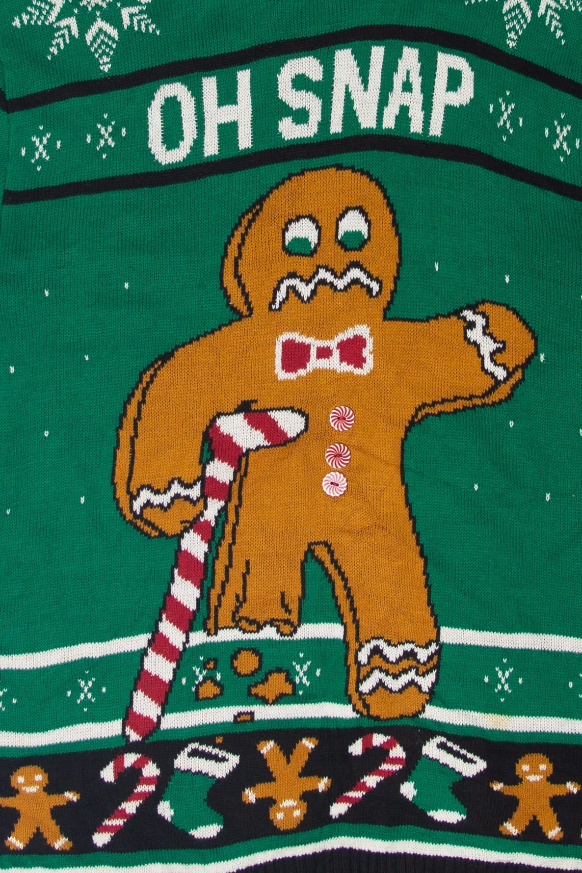 Gingerbread Man "Oh Snap" Ugly Christmas Sweater 