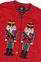 Michael Simon Beaded & Sequin Nutcrackers Ugly Christmas Cardigan
