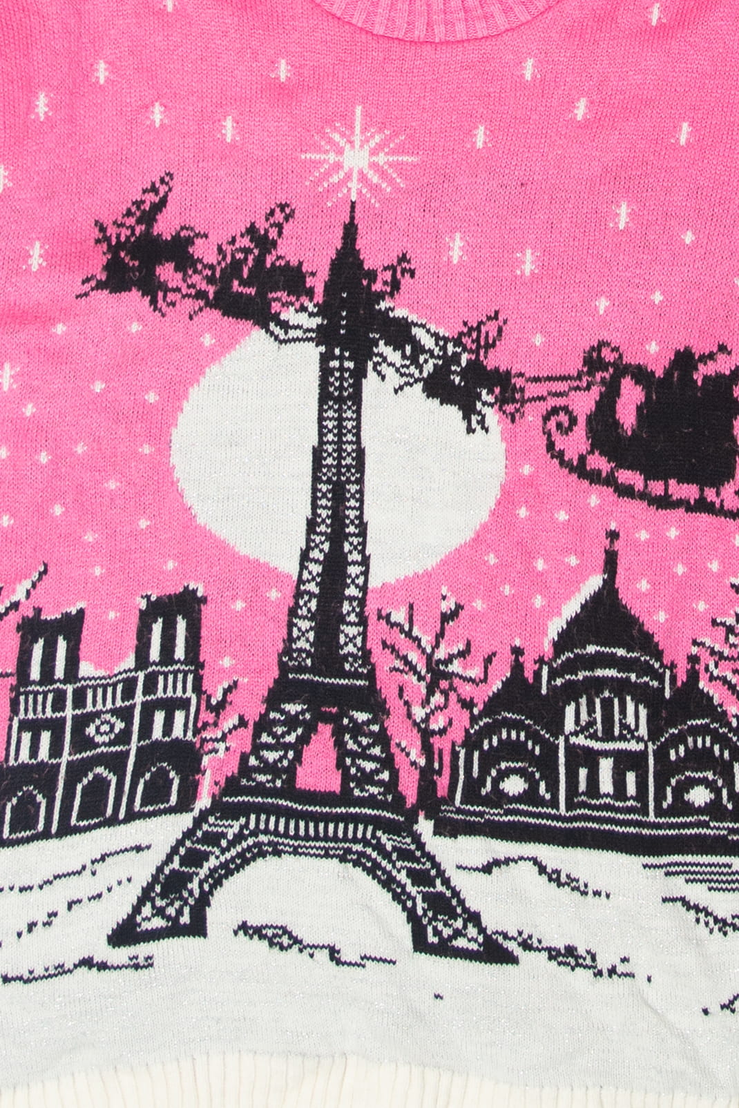 Santa In Paris Pink Ugly Christmas Sweater
