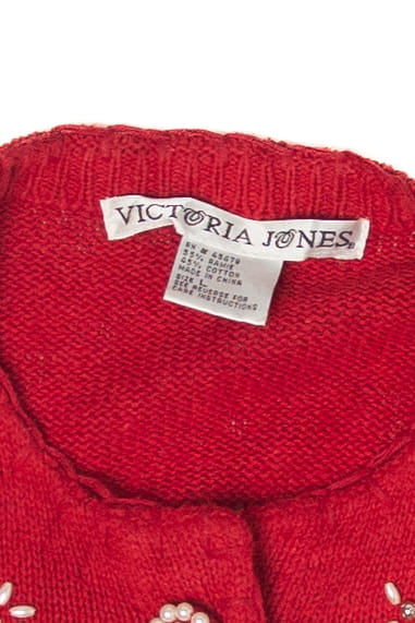 Victoria Jones Beaded Snowmen Ugly Christmas Cardigan