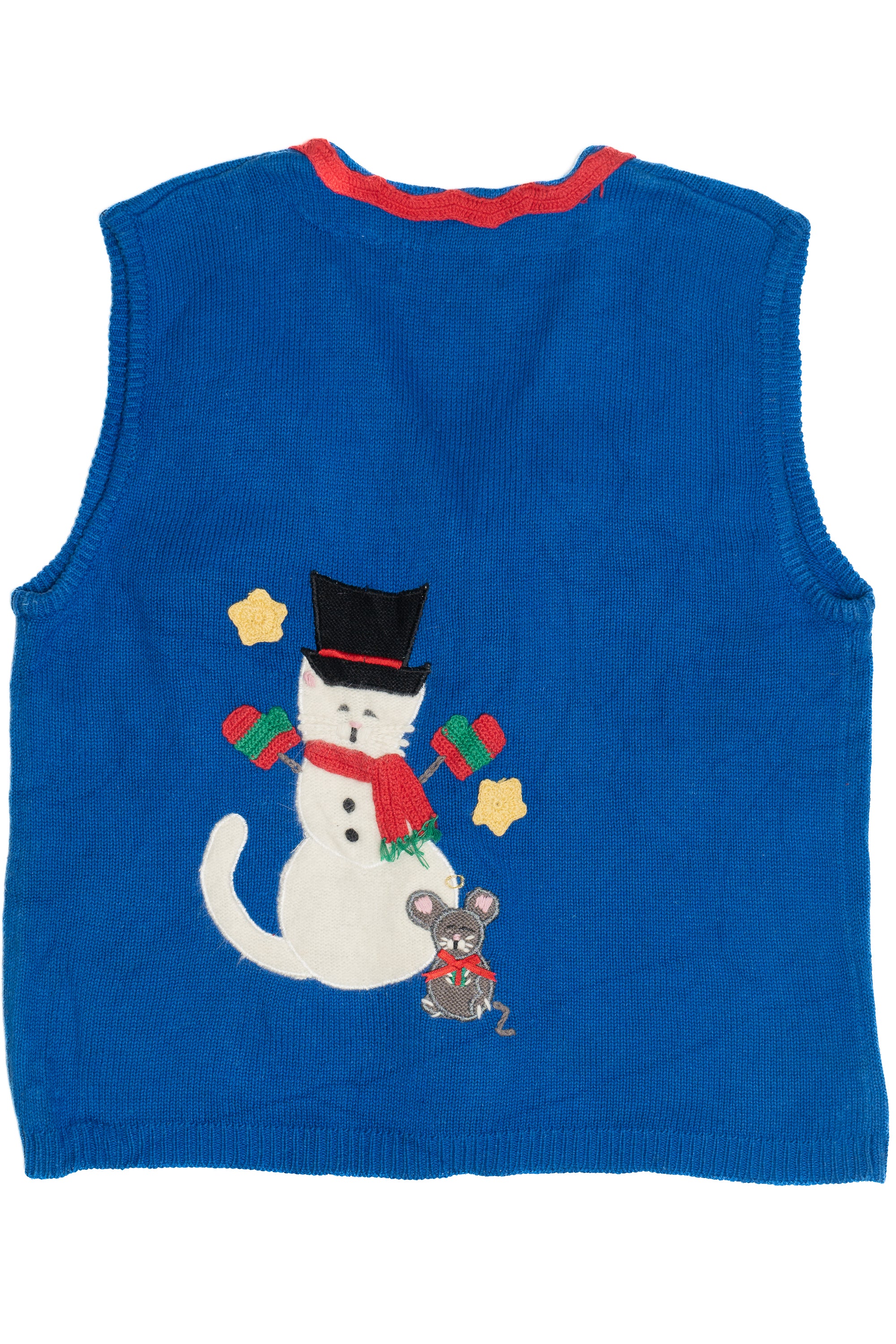 Christmas Cats With Knit Mice Buttons Ugly Christmas Vest