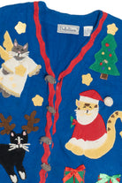 Christmas Cats With Knit Mice Buttons Ugly Christmas Vest