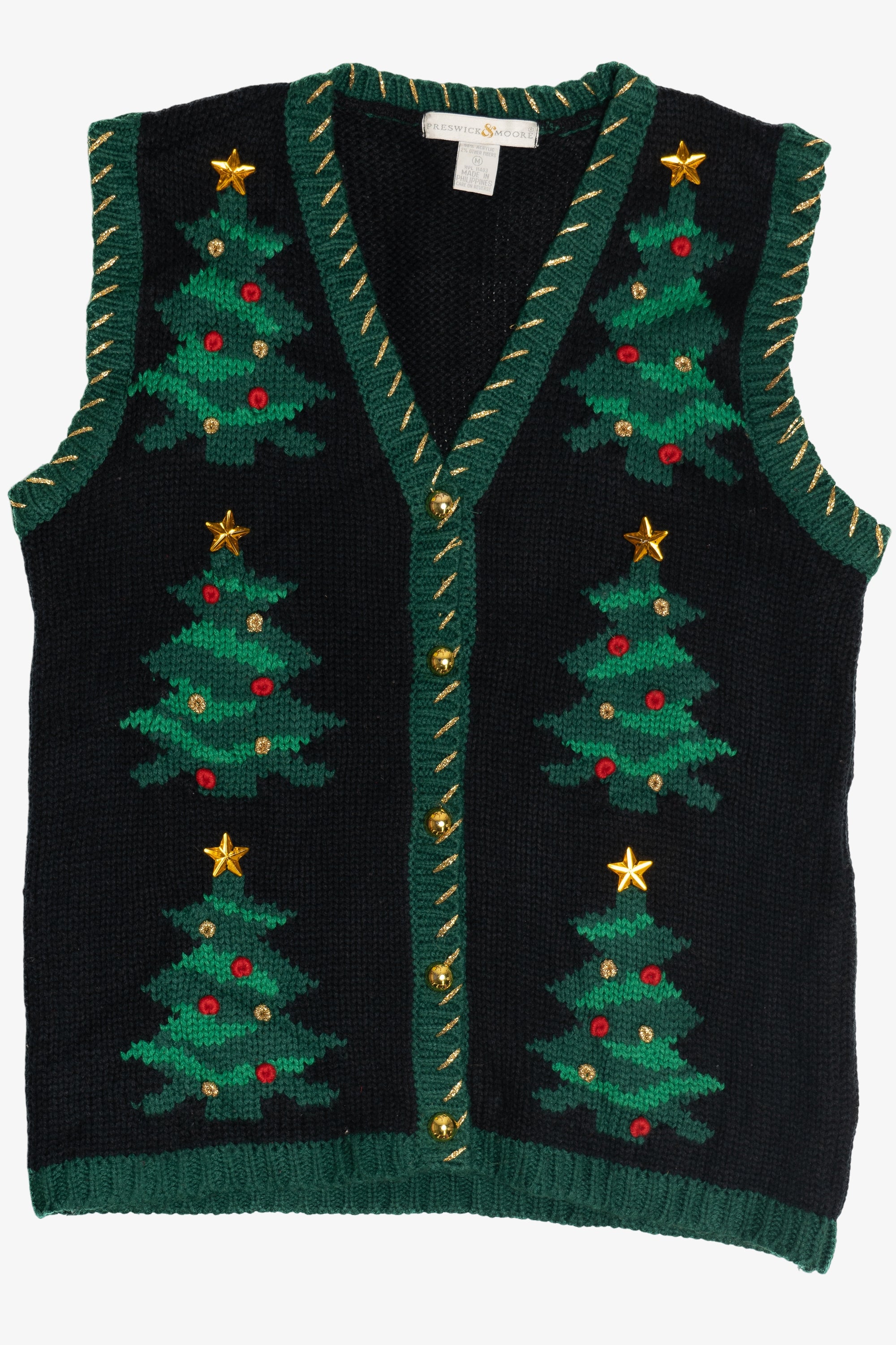 Preswick & Moore Ugly Christmas Trees Knit Vest