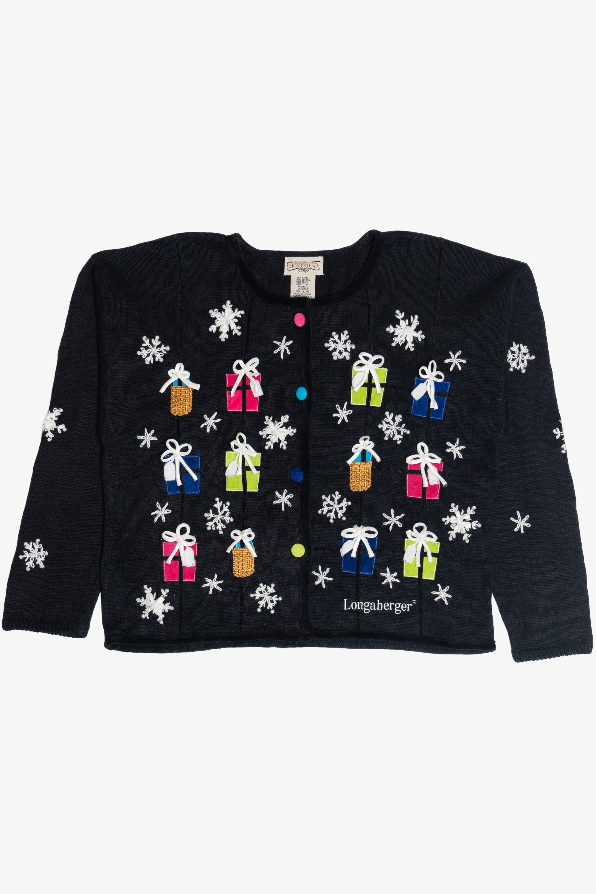 Vintage Longaberger Baskets Ugly Christmas Cardigan (2000s)