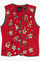 Michael Simon Gingerbread Hand Embroidered Ugly Christmas Vest