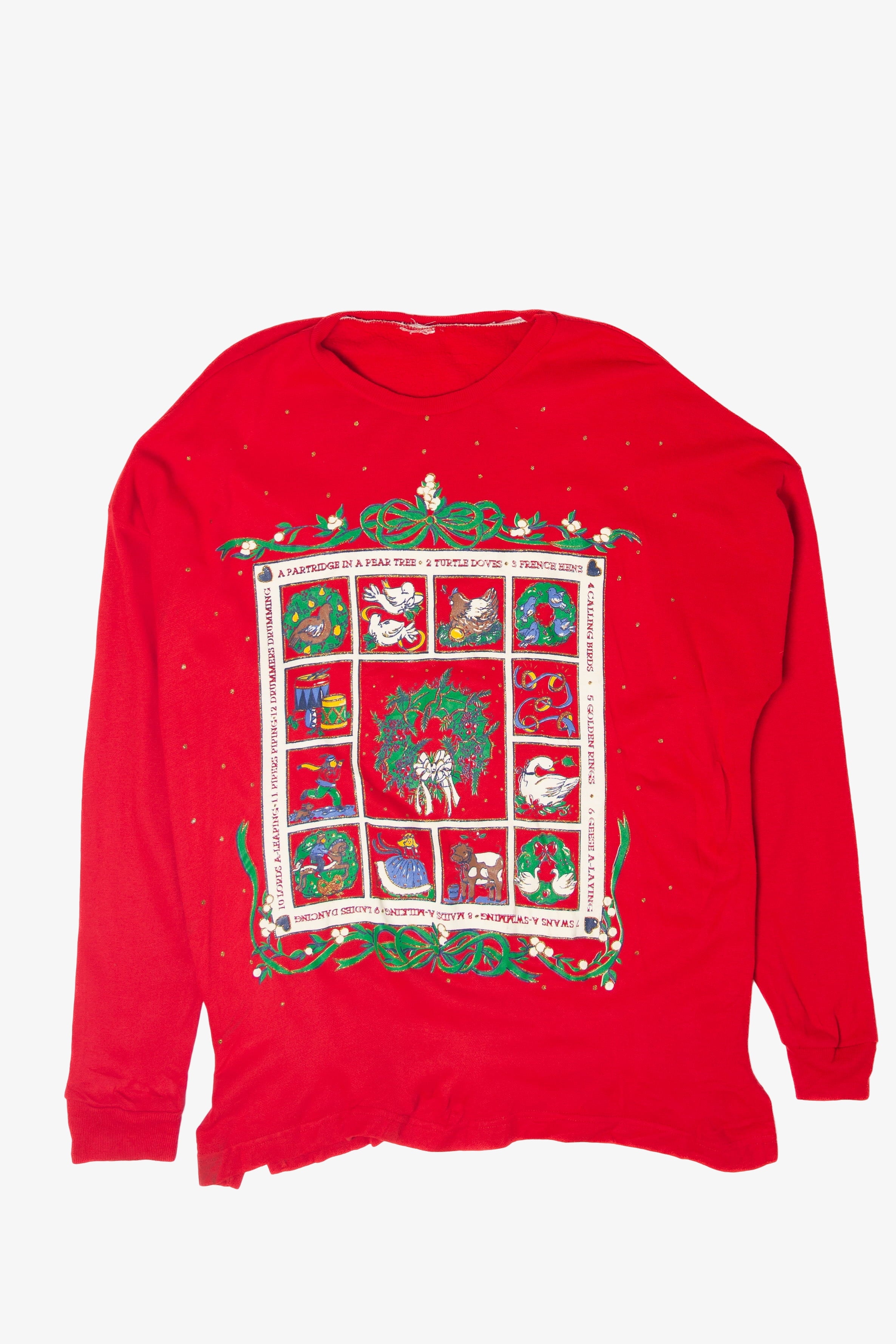 Vintage Wreaths In Window Ugly Christmas Sweatshirts(1980s)