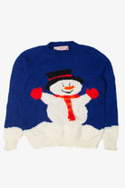 Hand Knit By Ann Snowman Ugly Christmas Pullover 