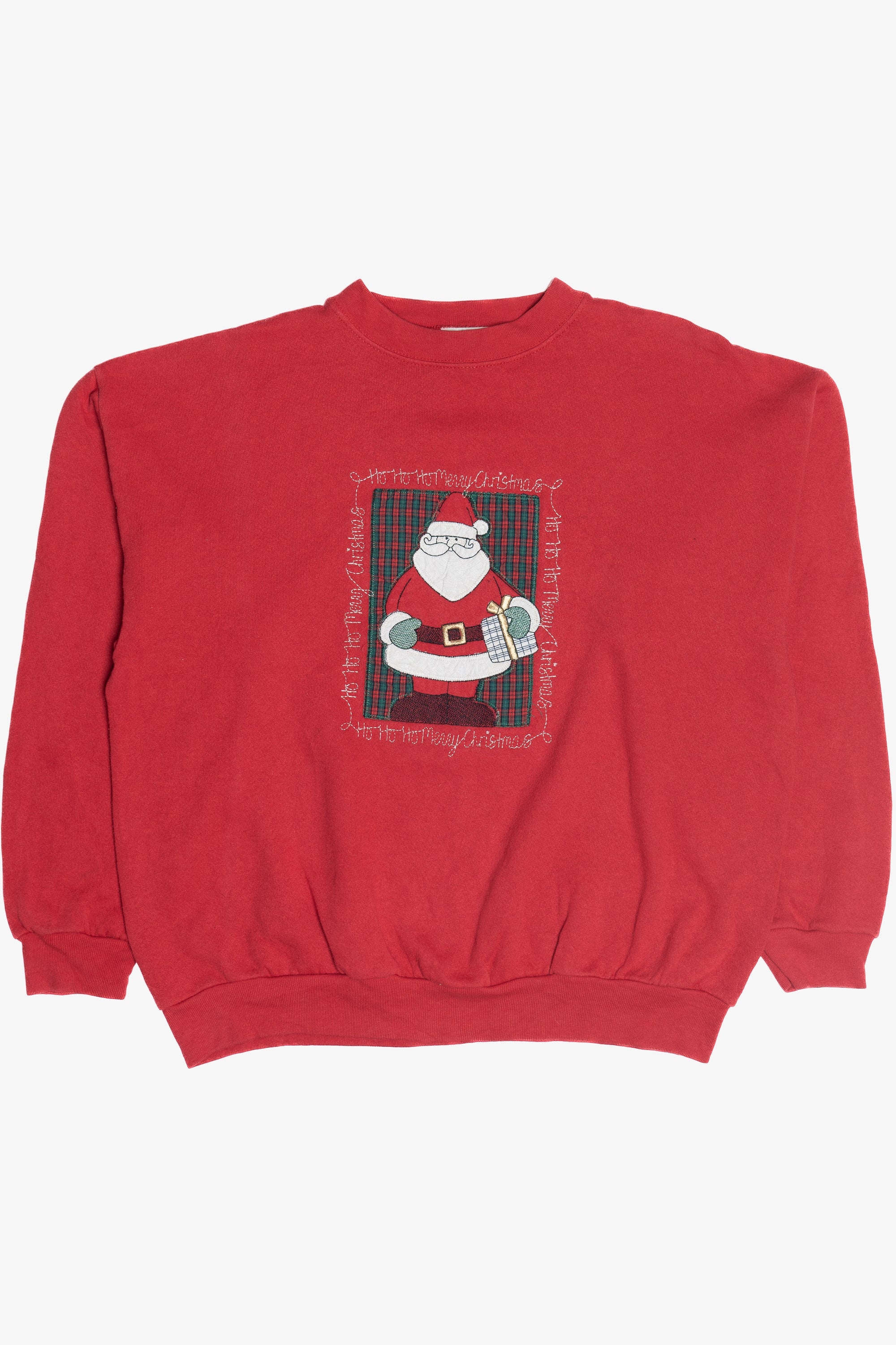 Vintage "Ho Ho Ho Merry Christmas" Embroidered Santa Sweatshirt (1990s)