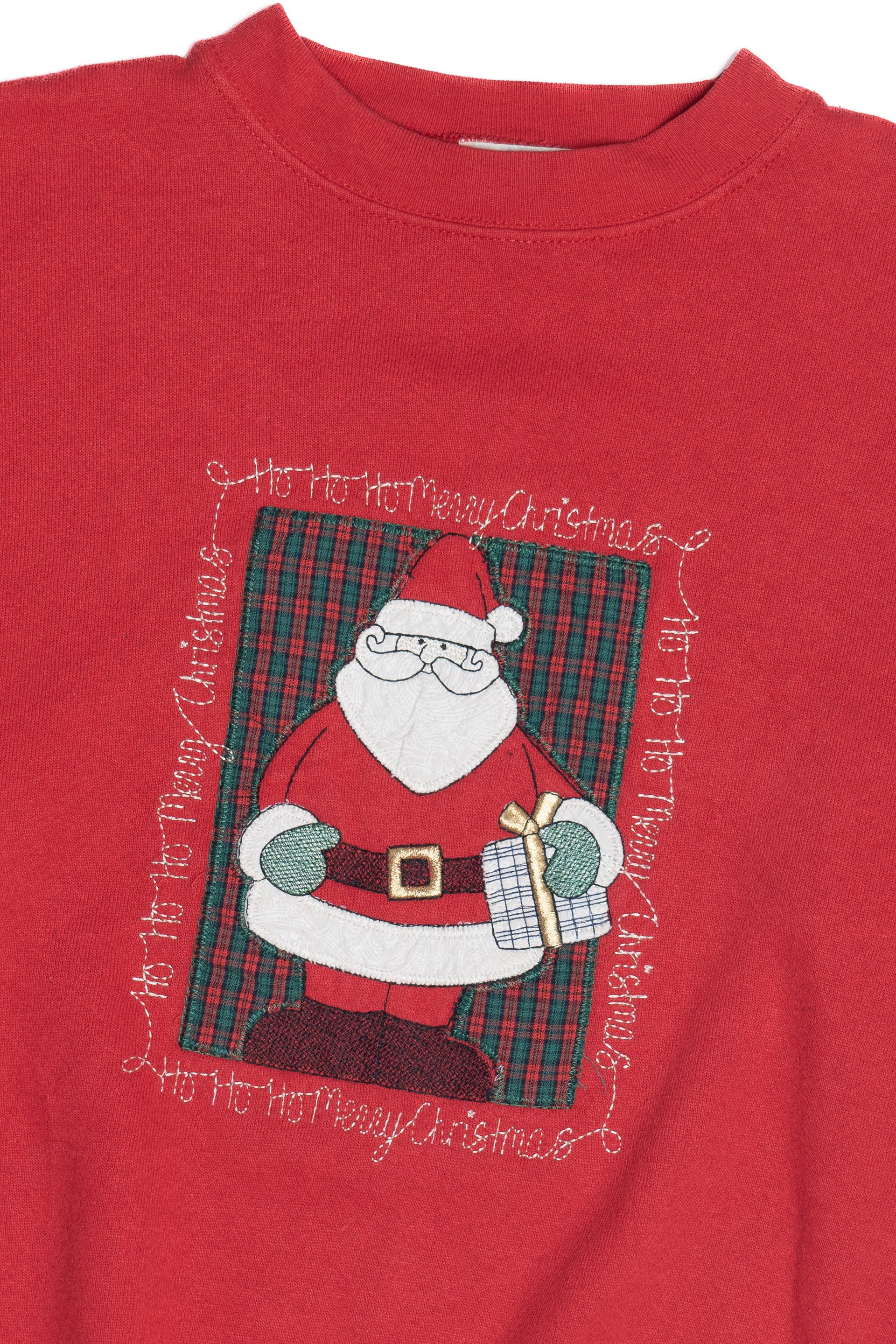 Vintage "Ho Ho Ho Merry Christmas" Embroidered Santa Sweatshirt (1990s)