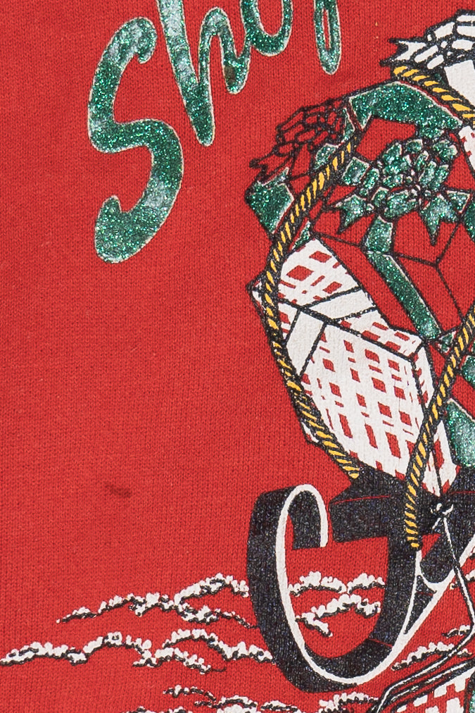 Vintage "Shop Til You Drop" Sleigh Full Of Presents Duck Sweatshirt (1990s)