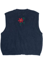 Vintage Hand Embroidered Holiday Birdhouse Ugly Christmas Sweater Vest (1990s)