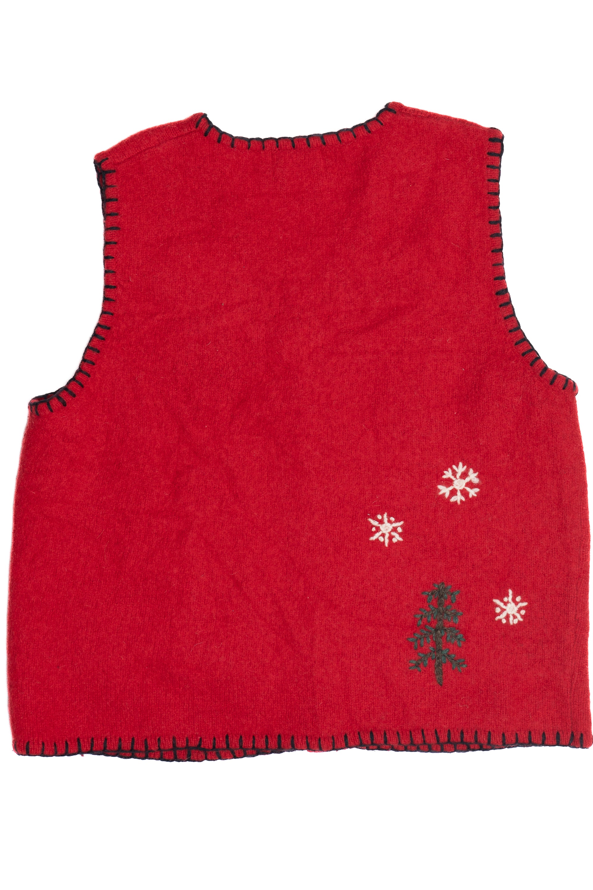 Vintage Snowmen Felted Wool Ugly Christmas Sweater Vest (1990s)