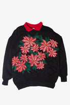 Vintage Poinsettias Ugly Christmas Sweater (1990s)